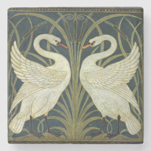 Dessous-de-verre En Pierre Walter Crane Swan & Rush et Iris victorien 