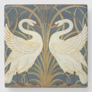 Dessous-de-verre En Pierre Walter Crane Vintage Cygne et Iris Art Nouveau