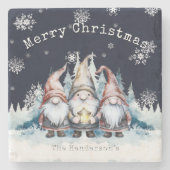 Dessous-de-verre En Pierre Watercolor Christmas Gnomes Personalized (Devant)