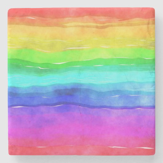 Dessous-de-verre En Pierre Watercolor Rainbow Stripes (Devant)