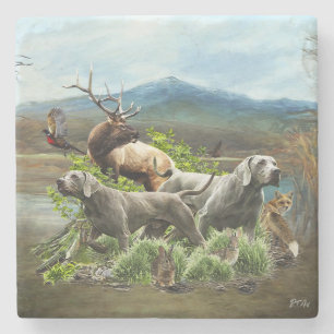 Dessous-de-verre En Pierre Weimaraner, "Grey Ghost"