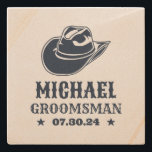 Dessous-de-verre En Pierre Western Cowboy Casquette Personnalisé Best Man Gro<br><div class="desc">Cadeaux personnalisés pour groomsmen et meilleur homme avec le thème western cowboy. Décoré de casquette de cowboy avec police vintage occidentale. Le texte et la couleur arrière - plan sont modifiables à l'aide de l'outil de conception pour s'adapter à votre occasion. Obtenez ce cadeau de personnaliser pour les mariages, les...</div>