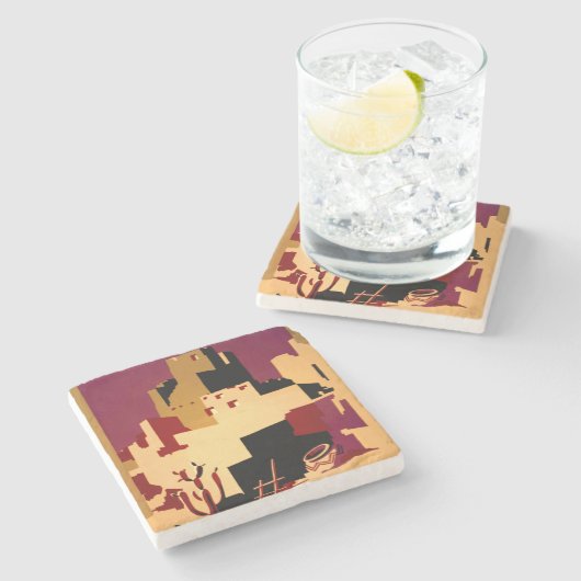 Dessous-de-verre En Pierre Western Southwest Pueblo WPA National (Côté)