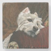 Dessous-de-verre En Pierre Westie sur canapé (Devant)