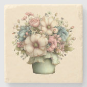Dessous-de-verre En Pierre Whimsical Flowers in a Planter Pot Cute (Devant)