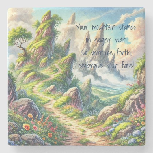 Dessous-de-verre En Pierre Whimsical Path & Quote (Devant)