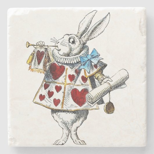 Dessous-de-verre En Pierre White Rabbit Alice Wonderland Hearts (Devant)