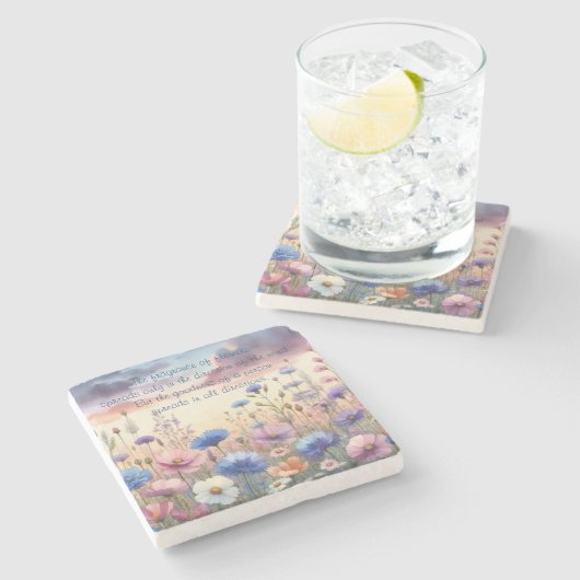 Dessous-de-verre En Pierre Wildflowers at Dusk & Quote (Côté)