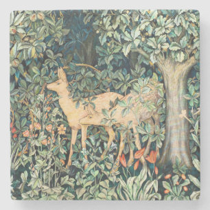 Dessous-de-verre En Pierre William Morris Art floral démodé de cerf de forêt