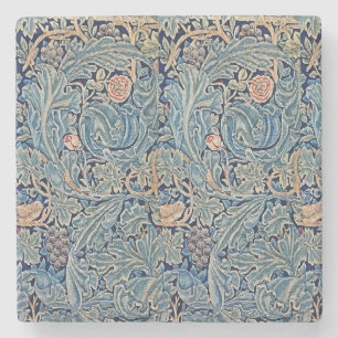 Dessous-de-verre En Pierre William Morris Beau motif floral bleu rose