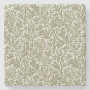 Dessous-de-verre En Pierre William Morris Thistle Sage Green Motif