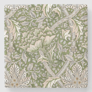 Dessous-de-verre En Pierre : William Morris Windrush Motif Vert : Vintage