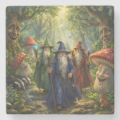 Dessous-de-verre En Pierre Wizard and forest mushroom fantasy stone coaster d (Devant)