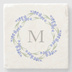 Dessous-de-verre En Pierre Wreath Lavande d'aquarelle