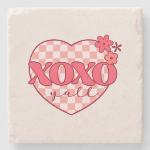 Dessous-de-verre En Pierre XOXO Coeur rose mignon et amoureux