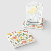 Dessous-de-verre En Pierre Yellow Orange Flowers (Côté)