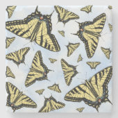 Dessous-de-verre En Pierre Yellow Swallowtail Butterflies on Blue Sky (Devant)