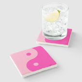 Dessous-de-verre En Pierre Yin Yang rose (Côté)