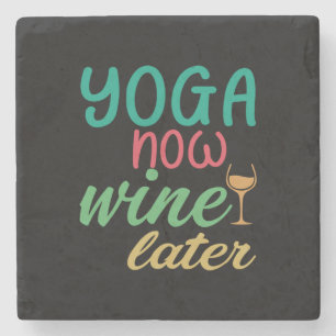 Dessous-de-verre En Pierre Yoga Lover Yoga Maintenant Vin Plus Tard