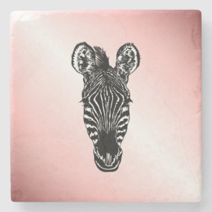 Dessous-de-verre En Pierre Zebra Head on Pink