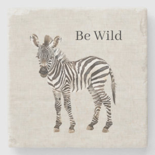 Dessous-de-verre En Pierre Zèbre Safari Animal Fausse Linen
