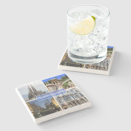 Dessous-de-verre En Pierre zES010 BARCELONE, Espagne, Europe, (Côté)