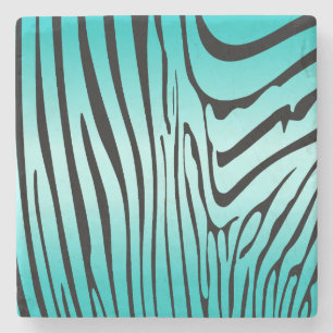 Dessous-de-verre En Pierre Zesty Zebra Cyan