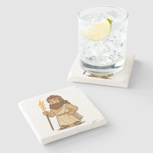 Dessous-de-verre En Pierre Zeus de dessin animé mignon – Dieu de la foudre de