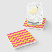 Dessous-de-verre En Pierre Zigzag or et rose vif (Côté)