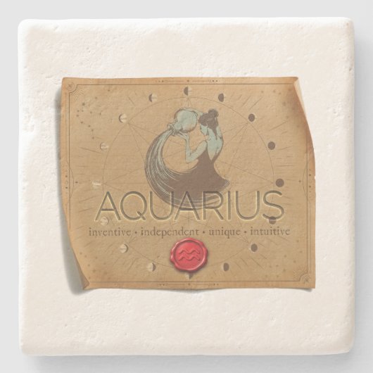 Dessous-de-verre En Pierre Zodiac - Aquarius - Coaster (Devant)