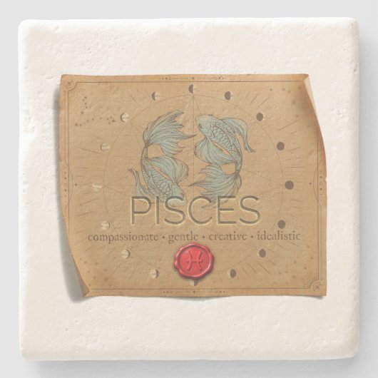 Dessous-de-verre En Pierre Zodiac - Pisces - Coaster (Devant)