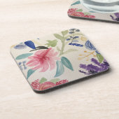 Dessous de verre en plastique avec aquarelle fleur (Côté gauche)