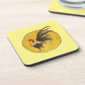 Dessous de verre en plastique - Coq et Jaune (Côté gauche)