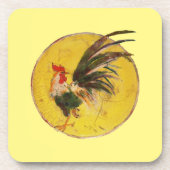 Dessous de verre en plastique - Coq et Jaune (Devant)
