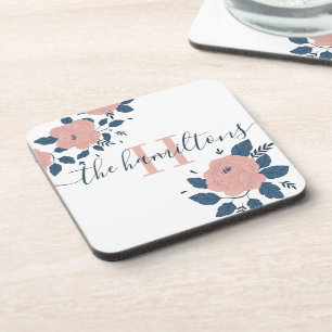 Dessous de verre en plastique dur à monogramme flo