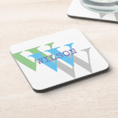 dessous de verre en plastique dur blanc gris vert  (Côté gauche)