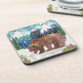 Dessous de verre en plastique dur de l'ours et du  (Côté gauche)