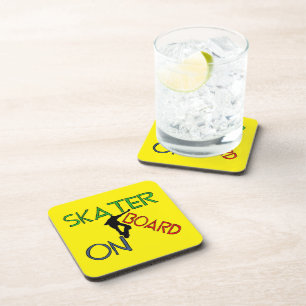 Dessous de verre en plastique dur - Patineur à bor