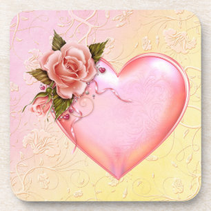 Dessous de verre en plastique dur rose/dossier en 