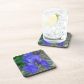 Dessous de verre en plastique durs d'iris bleu (Côté Droit)