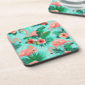 Dessous de verre en plastique Flamant rose Palmes  (Côté gauche)