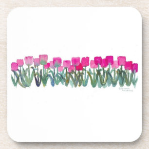 Dessous de verre en plastique rose Tulip Grove