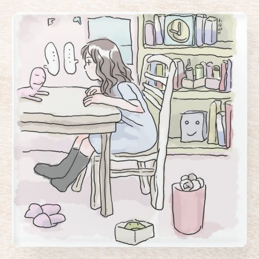 DESSOUS-DE-VERRE EN VERRE さいくさじ 机に向かう (Devant)
