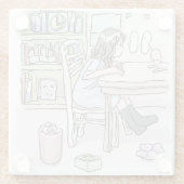DESSOUS-DE-VERRE EN VERRE さいくさじ 机に向かう (Dos)