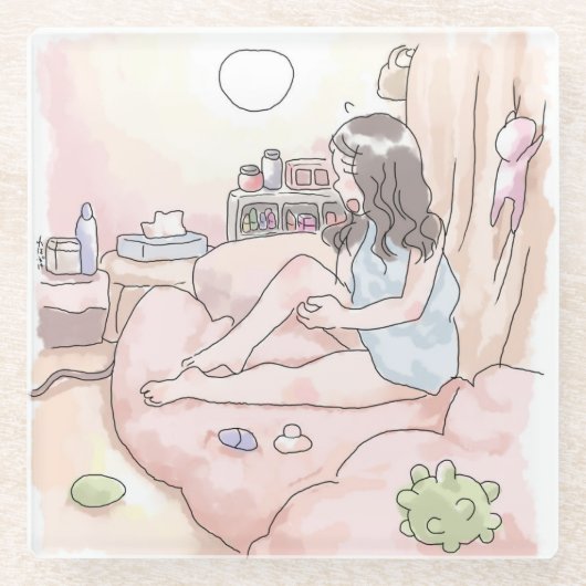 DESSOUS-DE-VERRE EN VERRE さにれにじ　　リラックス (Devant)