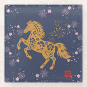 DESSOUS-DE-VERRE EN VERRE 馬と綺麗な桜♡ (Devant)