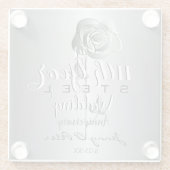 Dessous-de-verre En Verre 11e anniversaire Mariage Rose en acier (Dos)