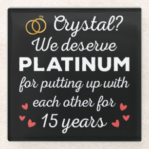Dessous-de-verre En Verre 15ème anniversaire du Mariage I - Crystal Funny Co