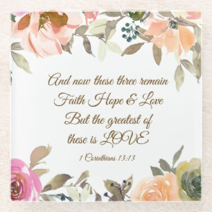 Dessous-de-verre En Verre 1 Corinthiens 13:13 Foi Espoir Amour Bible Verse