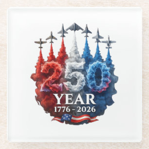 Dessous-de-verre En Verre 250 Ans Américain 250e USA Patriotique 4 juillet